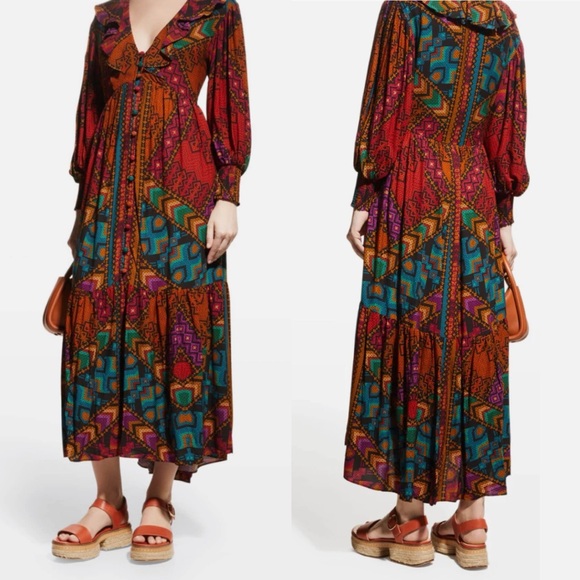 Farm Rio Yawanawa Stripes Ankle Dress - Picture 5 of 10